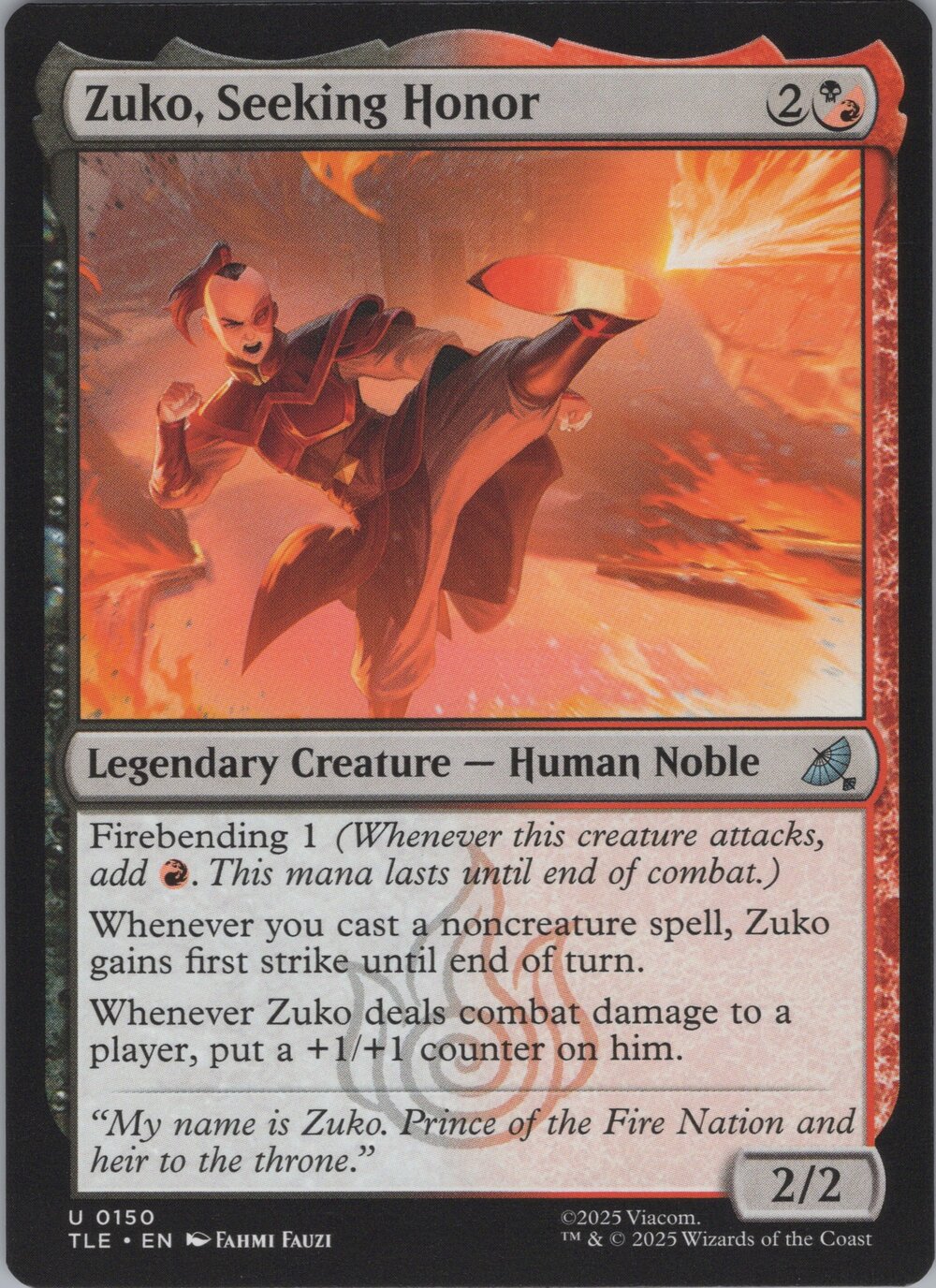 Zuko, Seeking Honor